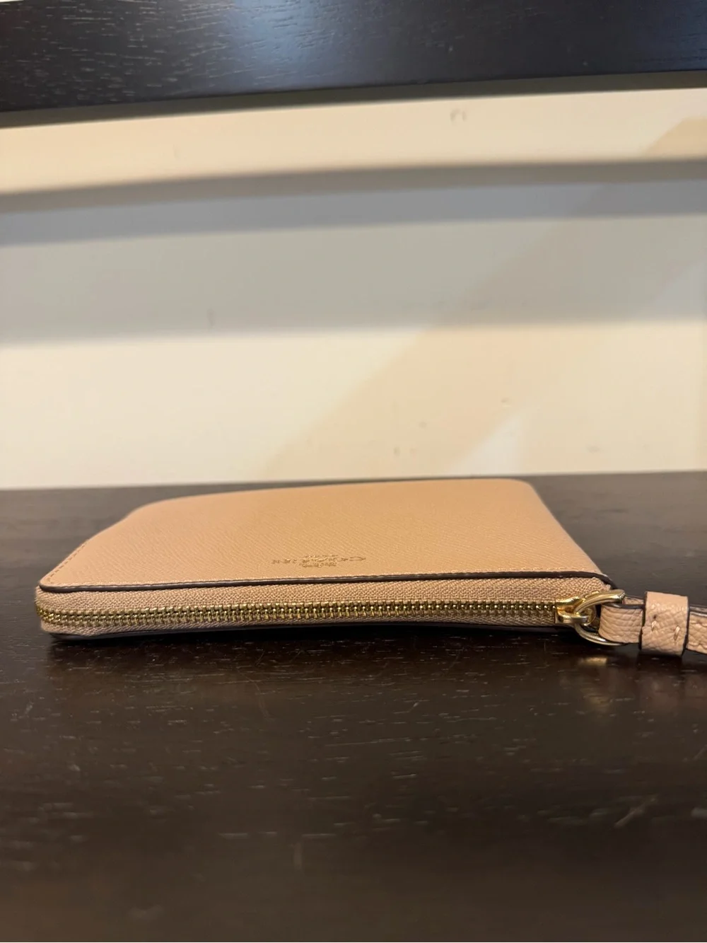 Coach Corner Zip Wristlet Taupe